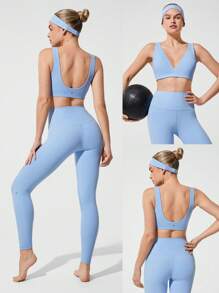 GLOWMODE FeatherFit™ Studio Crush V-Neck Collar Removable Cups Crossover Sports Bra Low Impact Yoga Pilates Barre Studio Daily Casual Wear