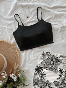 Soleia 2 件套女士度假海滩热带植物黑白吊带上衣和百褶裙，适合派对、度假、音乐节、约会、下午茶、海滩、游轮 - 黑與白 - 查看 3