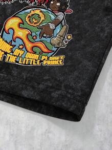 ROMWE MEN Street Life Pantaloni scurți casual pentru bărbați cu imprimeu de slogan pentru vară