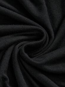 ROMWE Hippie Vintage Off Shoulder Ruched Waist Flare Sleeve Batwing Sleeve 2 In 1 T-Shirt For Women - Black - View 3