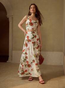 MOTF PREMIUM VESTIDO CAMISERO CON CIERRE Y ESTAMPADO FLORAL