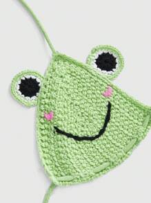 ROMWE 2pcs Kawaii Frog Pattern Women Sweater Set, Summer - Green - View 3