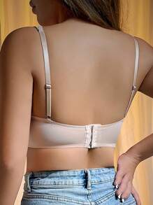 1pc Seamless Bra For Large Bust, Lift,Support,Minimize Underboob,Padded Underwire Adjustable Push Up Bra - Apricot - View 2