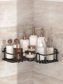 禹王免打孔三角架转角架卫生间浴室浴室厕所收纳壁挂式墙壁转角置物架 - 黑色 - 查看 7