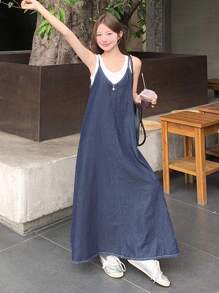 DAZY 女士宽松牛仔吊带裙，春夏连衣裙