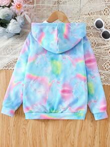 Sweatshirt Berkerudung dengan Resleting Bergambar Unicorn untuk Anak Perempuan Remaja, Cocok untuk Musim Gugur/Dingin, Kembali ke Sekolah Musim Gugur - MultiWarna - View 2