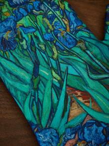 SHEIN Touch of Art 马尔代夫和Trilu印花耐热厨房烘焙配件，可选手套或隔热垫，适用于烤箱，加厚隔热垫，夏季、春季、海滩、度假、花卉图案 - 彩色 - 查看 8