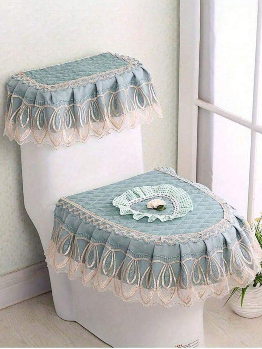 SHEIN 爱新马桶盖防尘罩布艺三件套马桶盖防尘马桶套