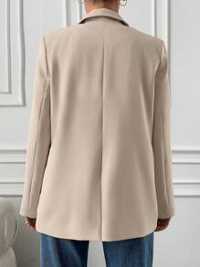 EURMUSE Lapel Neck Double Button Blazer - Beige - View 2