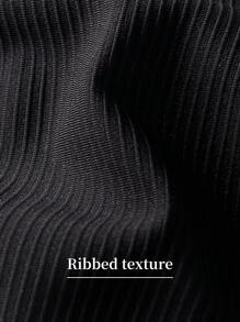 SHEIN Áo ngực liền mạch cỡ lớn cho nữ, áo ngực cổ chữ V nâng ngực không dây, vải gân thông thường, mềm mại và thoải mái, nâng ngực - màu đen - Xem 5