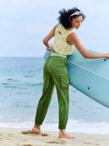 In My Nature 女式防水直筒户外裤，带拉链口袋 - 綠色 - 查看 3