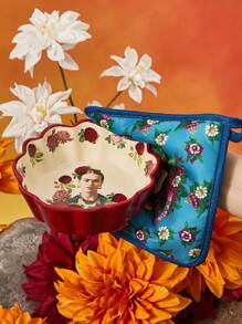 Frida Kahlo X SHEIN Printed Heat Insulation Set, Individual Piece And Set, Heat Insulation & Anti-Scald, Suitable For Kitchen Baking, Slip Proof Kitchen Items, Practical Holiday Home Gift,Summer Outfits, Spring Outfits,Beach, Vacation, Flower - Blue - View 5