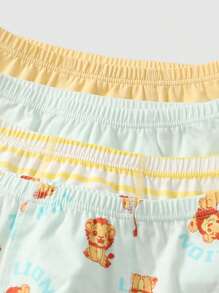 4 قطع سراويل داخلية قصيرة مريحة وناعمة للأولاد مع رسومات أسد جميلة، مصنوعة من قماش قابل للتنفس - متعدد الألوان - مشاهدة 10