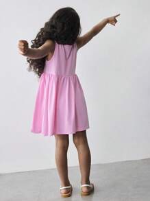 Maija Kids GARFIELD | SHEIN Maija Kids 少女圆领卡通图案无袖连衣裙 - 彩色 - 查看 2