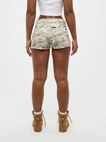 SUMWON WOMEN 夏季节日迷彩印花短裤高腰热裤军装风格沙滩俱乐部舞蹈服