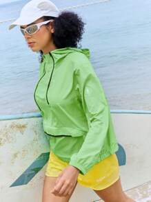 In My Nature Ladies' Casual Zip-Up Hooded Long Sleeve Thermal Thick Warm Jacket Fluorescent Green Jacket - Green - View 6