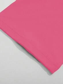 INAWLY Women's Fashionable Street Slogan Printed Short Sleeve Crew Neck T-Shirt - Hot Pink - View 4