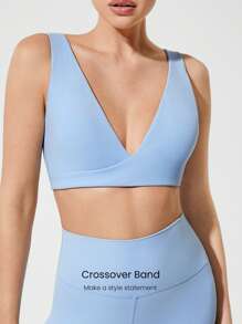 GLOWMODE FeatherFit™ Studio Crush V-Neck Collar Removable Cups Crossover Sports Bra Low Impact Yoga Pilates Barre Studio Daily Casual Wear