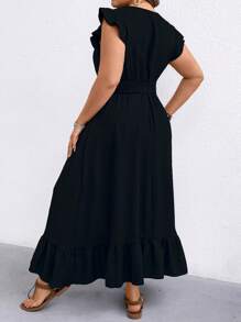 SHEIN Clasi Plus Size Women Bohemian Style Backless Maxi Dress, Print, Beach Resort Wear, Spring/Summer - Black - View 2