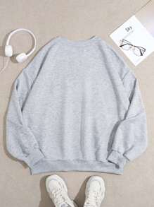 Slaydiva 2025 Autumn/Winter Street Style Y2K, Religious Belief, "God Will Make It Happen" Letter Print Loose Fit Crew Neck Long Sleeve Sweatshirt For Women