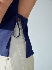 Aveloria Modichic Top elegante e chic per pendolarismo, sexy, con spalline sottili, design a sciarpa, grande apertura sulla schiena con design legante per donne