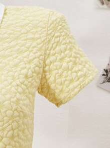 Váy dài chữ A xếp ly vải dệt hoa văn cổ đính đá, thiết kế ôm sát cạp cao thanh lịch, thời trang & sang trọng cho bé gái tuổi teen, mùa hè - Màu vàng - Xem 5