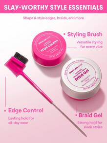 SHEGLAM HAIR Locked in Dụng cụ tạo kiểu tóc 3 trong 1 Edge Bestie, lược chải viền tóc kèm lược đuôi, lược tạo kiểu, làm mượt tóc con, chia ngôi và tạo kiểu, lược tạo kiểu đa năng, lược chải tóc hai mặt và lược chải lông mày, giữ nếp lâu trôi cả ngày, tạo kiểu linh hoạt cho mọi phong cách, sản phẩm tạo kiểu thiết yếu dành cho phụ nữ, trang điểm, đi biển, du lịch, cắm trại, trường học, cosplay - Hồng - Xem 4