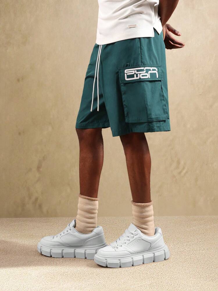 Loose Fit Wide Leg Cargo Shorts With Drawstring