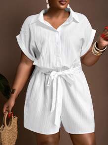 Veslaya Autumn & Winter New Arrivals, Women Plus Size Jumpsuit - White - View 1