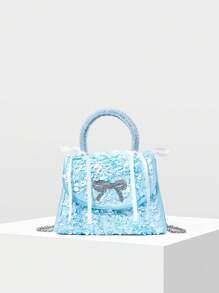 MOTF PREMIUM BOLSO CON DETALLE DE LAZO DE STRASS - Azul - Ver 5
