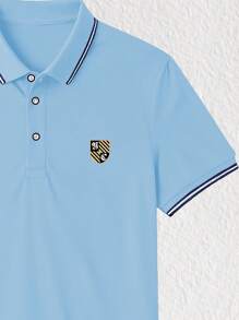 Men's Short Sleeve Shield Casual Commuter Polo Shirt - Baby Blue - View 3