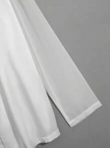 SHEIN Clasi 女式纯色长袖前开式休闲宽松常规开衫 - 白色 - 查看 3