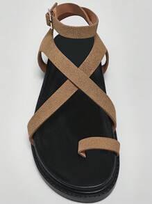 SHUZIA 女士露趾圆头厚底系带凉鞋 - 薑色 - 查看 4