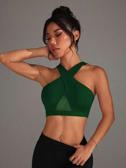 Easithlete Effen Mesh Patchwork Sports Bra, Fitness Wear view 6