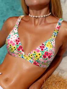 Swim Mod 全新花卉罗纹面料夏季复活节女式泳衣上衣 - 黃色 - 查看 1