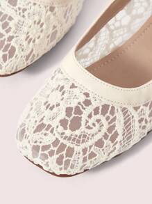 CUCCOO DOLLMOD Giày lười đế bằng vải lưới họa tiết da báo thoải mái mũi vuông trang trí nơ thời trang cho nữ - Màu be - Xem 5