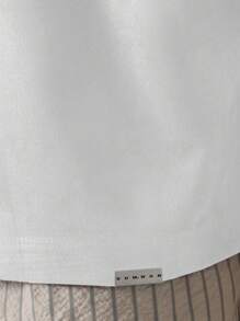 SUMWON Casual Lightweight Short Sleeve Tshirt Logo Embroidered Ribbed Round Neck Summer Spring Fall Streetwear Plain - White - View 4