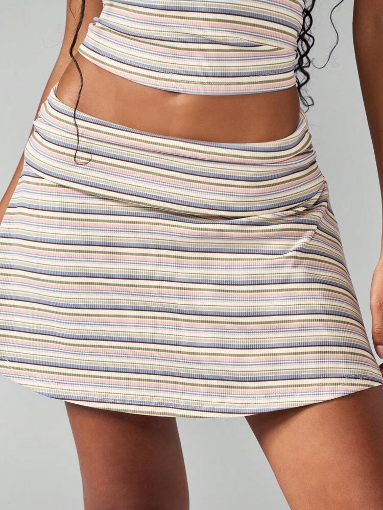MISSGUIDED Modern Vintage Ribbed Halter Crop Top And A-Line Mini Skirt Co-Ord Festival Summer Beach Holiday Party Outfit