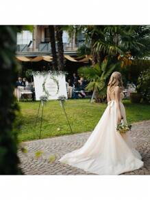 婚礼画架架，即时地板海报轻便可折叠便携带三脚架底座生日婚礼户外装饰，婚礼和海报迎宾板架，便携式耐用可调节展示画架，用于照片展示、办公室演示、活动、展览、派对、家庭 - 彩色 - 查看 7