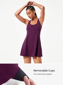 GLOWMODE FeatherFit™-Air Peekaboo Everyday Built-In Shorts Pocket Anti-Slip Dress Light Support Low Impact Yoga Studio Spring Dress Summer Quick Dry Moisture Wicking