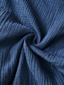 Easowa Solid Batwing Sleeve Pocket Patched Romper - Blue - View 7