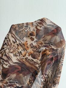 Rafferiza Áo cánh tay dài ôm sát in họa tiết da báo gợi cảm cho nữ - Nhiều màu - Xem 8