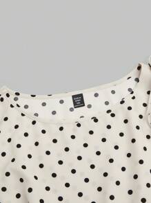 Sweetra Áo ba lỗ peplum viền chéo chấm bi cỡ lớn có dây buộc sau lưng - Nhiều màu - Xem 3