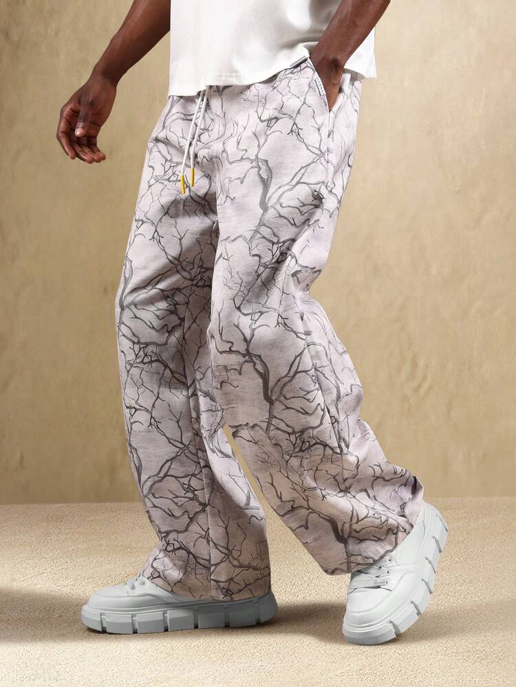 Pantaloni da casa a gamba larga con stampa marmorizzata