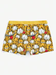 GARFIELD | SHEIN 1pc Women Comfy Cute Cartoon Print Yellow Boxer Briefs,Suitable For Everyday Wear, - Yellow - View 2