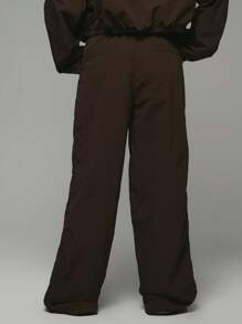 Musera Sport 宽腿尼龙松紧腰带标志直筒裤，适合板网球、网球、泡菜球健身房健身