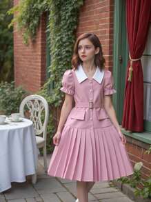 SHEIN Vestido de verano elegante con textura para niñas preadolescentes