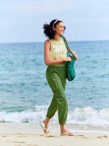 In My Nature 女式防水直筒户外裤，带拉链口袋 - 綠色 - 查看 7