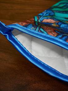 SHEIN Touch of Art 马尔代夫和Trilu印花耐热厨房烘焙配件，可选手套或隔热垫，适用于烤箱，加厚隔热垫，夏季、春季、海滩、度假、花卉图案 - 彩色 - 查看 9