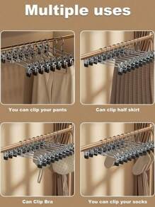 5/10pcs Galvanized Steel Non-Marking Trouser Clips, Non-Slip Skirt Pants Hangers - Multi-Functional Clothes Hanging Clips For Wardrobe Storage Organization